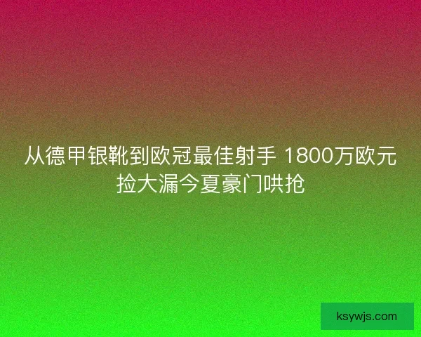 从德甲银靴到欧冠最佳射手 1800万欧元捡大漏今夏豪门哄抢