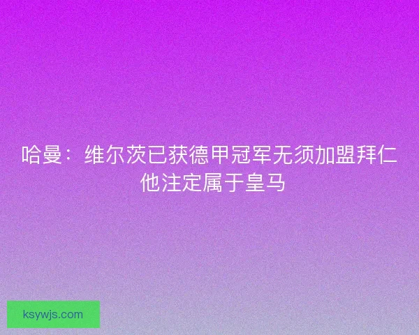 哈曼：维尔茨已获德甲冠军无须加盟拜仁 他注定属于皇马